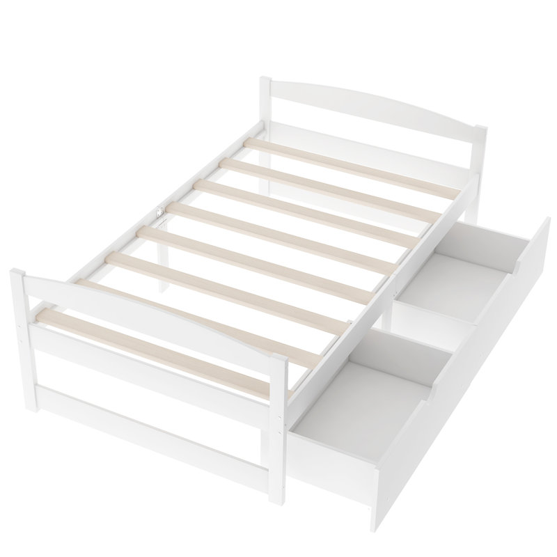 Lit plateforme avec rangement Braughton, Blanc