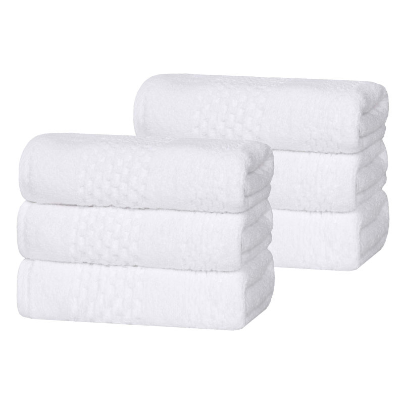Essuie-mains texturé gaufré en coton gaufré uni Zero, Blanc