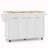 Fluted Kitchen Island with Storage, 55.5" Kitchen Island with Drop Leaf, Power Outlet, 4 Doors and 3 Drawers, Rolling Island Table with Wood-grain Top, Curved Edge for Kitchen,Dining Room White