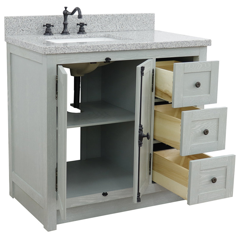 Ensemble de meuble-lavabo simple 37 po Truet, Granite, Gris sauge