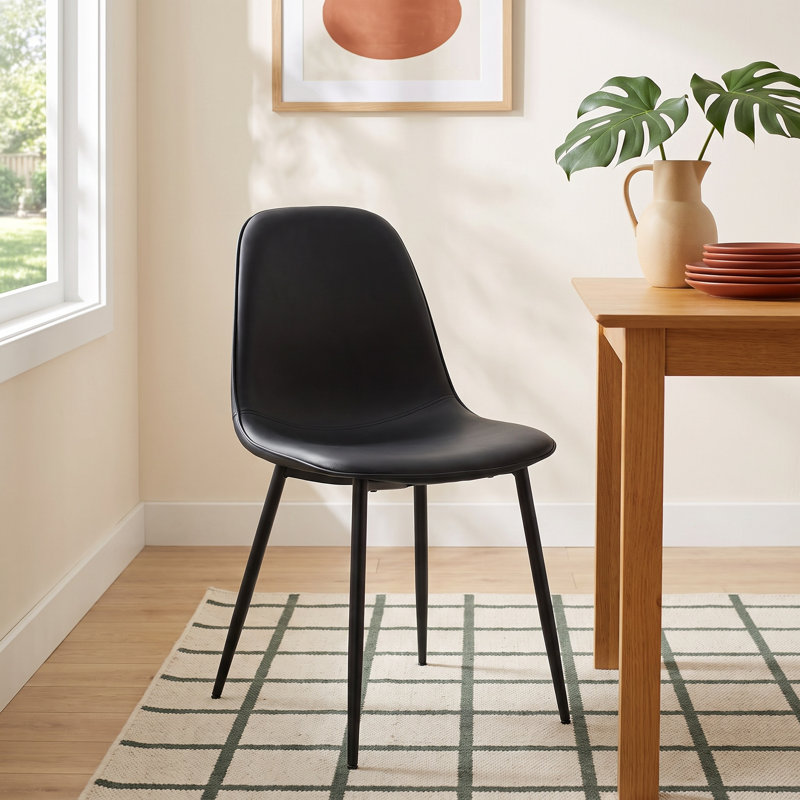 Kavi Faux Leather Upholstered Dining Chair, Black Faux Leather/Black