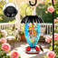 Mangeoire solaire à colibri pour l'extérieur, mangeoire suspendue en verre soufflé à la main 32 oz avec éclairage coloré, éclairage automatique la nuit, décoration de jardin avec design antirouille et étanche