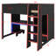 Lit mezzanine moderne et élégant avec bureau intégré, armoire, éclairage DEL et tiroir de rangement