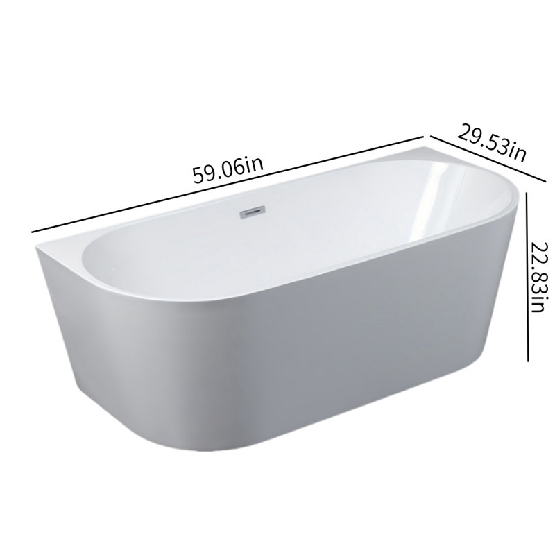 Modern Simple Acrylic Bathtub x 29.53'' Freestanding Acrylic Bathtub
