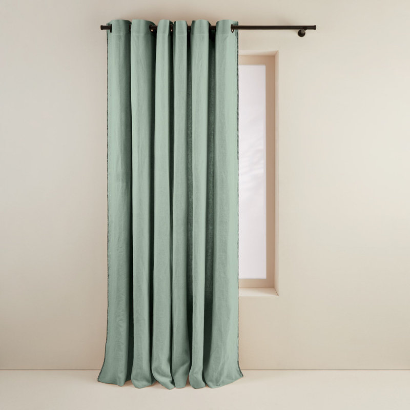 Nino Linen Curtain Single Panel, Blue Green, 135 x 350cm
