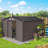 Outsunny 11' x 13' Outdoor Storage Shed, Garden Tool Metal Shed with Foundation Kit, Double Lockable Door, Air Vents and Sloping Roof, for Backyard, Patio, Lawn, Brown-98202130-98202124