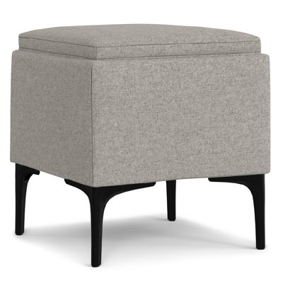 Natasha 18"W Upholstered Square Storage Ottoman with Tray Top and Metal Legs