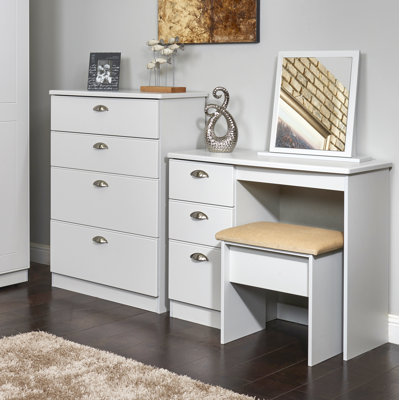 Fully Assembled Murier Dressing Table Set with Mirror