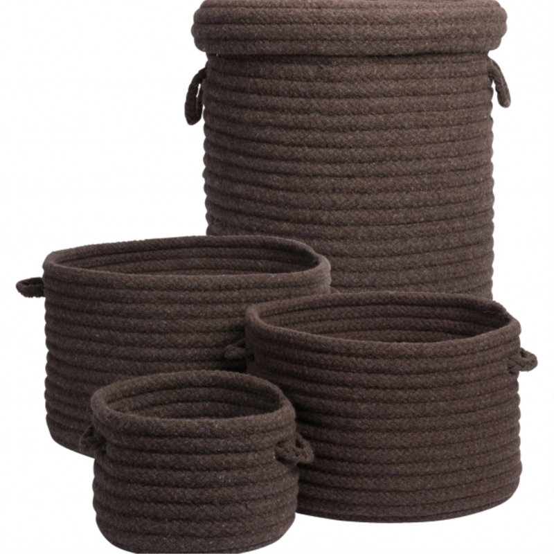 Colonial Mills Dre Mink Brown Braided Wool 4-Piece Basket Set
