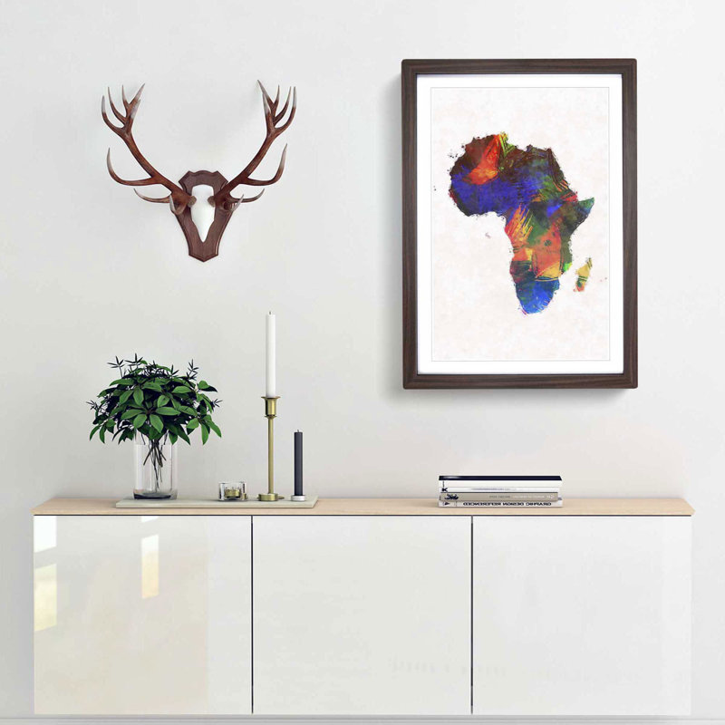 Map of the Continent of Africa in Abstract - Framed Print, 60cm H x 40cm W x 2cm D, Walnut