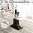 Rectangle Marble Texture Pedestal Dining Set with Velvet Tufted Dininig Chair-126114847-126114836-126114845