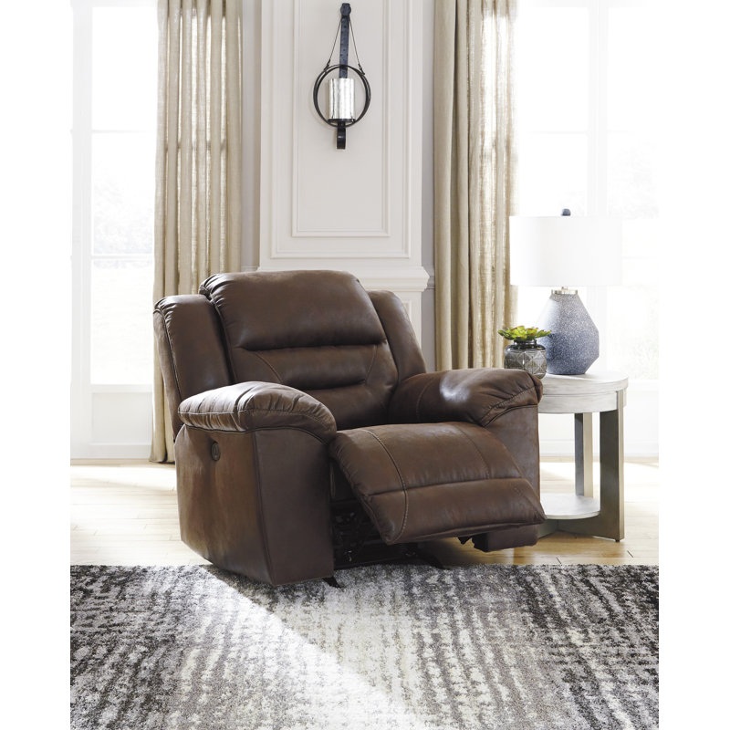Canapé, causeuse et fauteuil inclinable électrique Stoneland, Brun