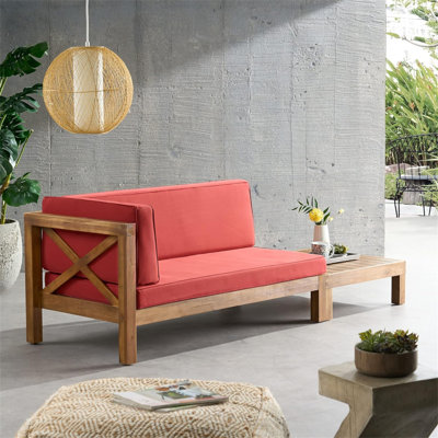 BRAVA X-BACK CORNER BENCH-L WITH COFFEE TABLE, RED