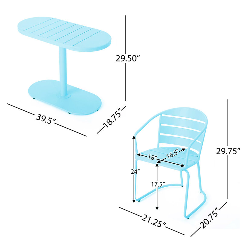 Bistro Set - Matte Light Blue
