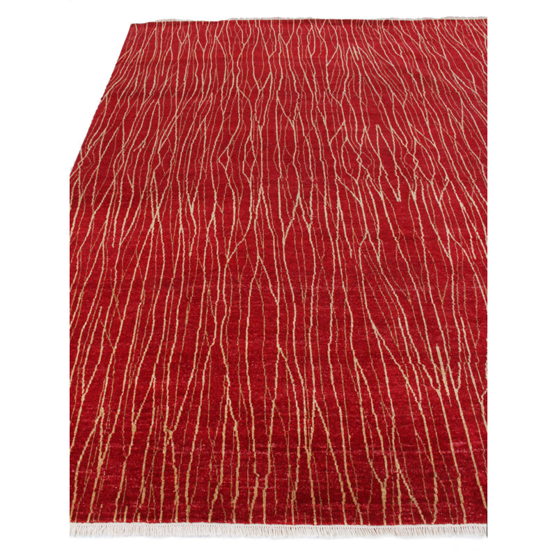 Soho hand-knotted New Zealand Wool Red Area Rug