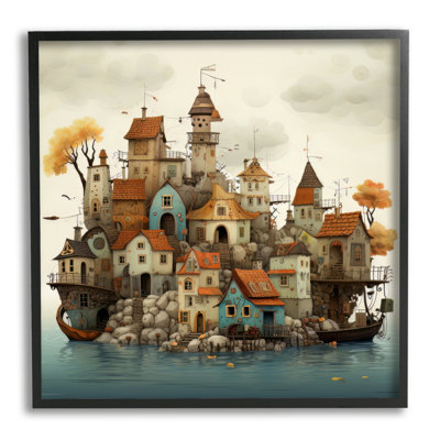 «Rustic Village on Water» par Irena Orlov - impression d'un cadre photo sur bois