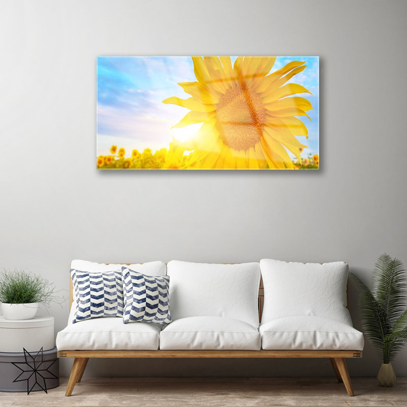 Floral Sunflower - No Frame Print on Glass