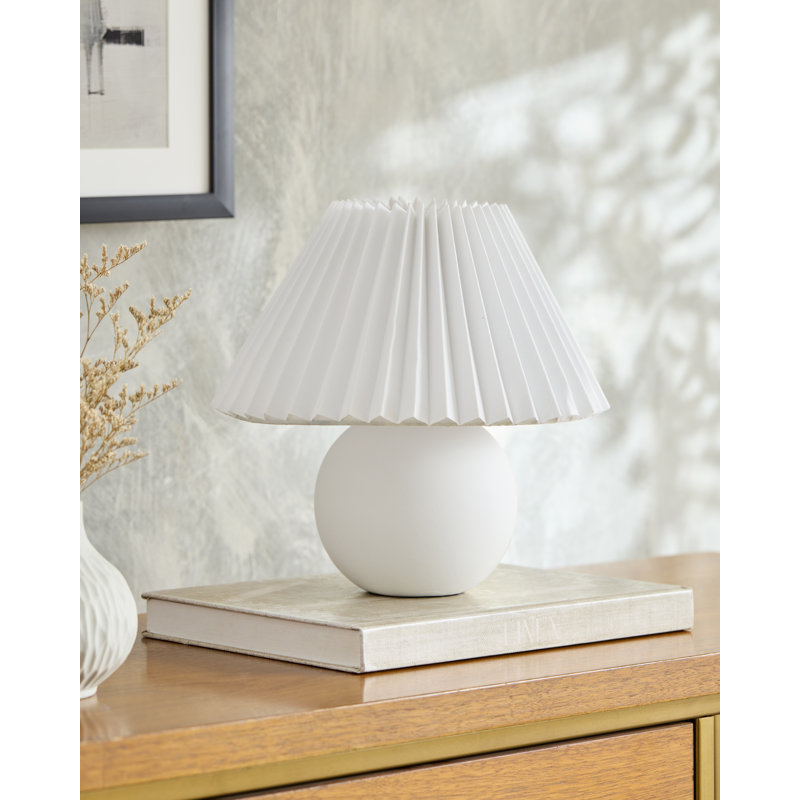 Lampe de table Gutzman, Blanc, Empire plissé