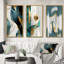 «Pirouette in Turquoise Retro Minimalisme I», ensemble de 3 pièces sur toile-833861164-833861163