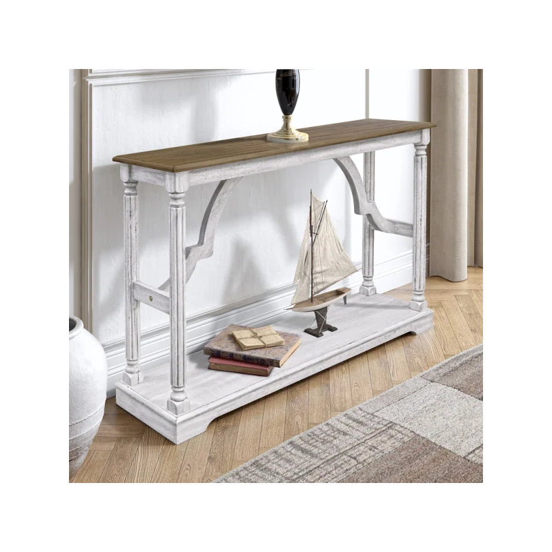 Allanton 45.9'' Solid Wood Console Table, Antique Oak/Antique White