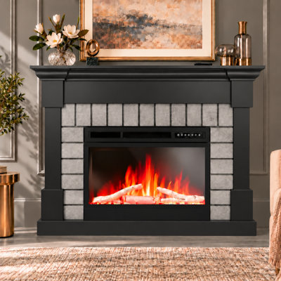 Freestanding Electric Fireplace with Remote