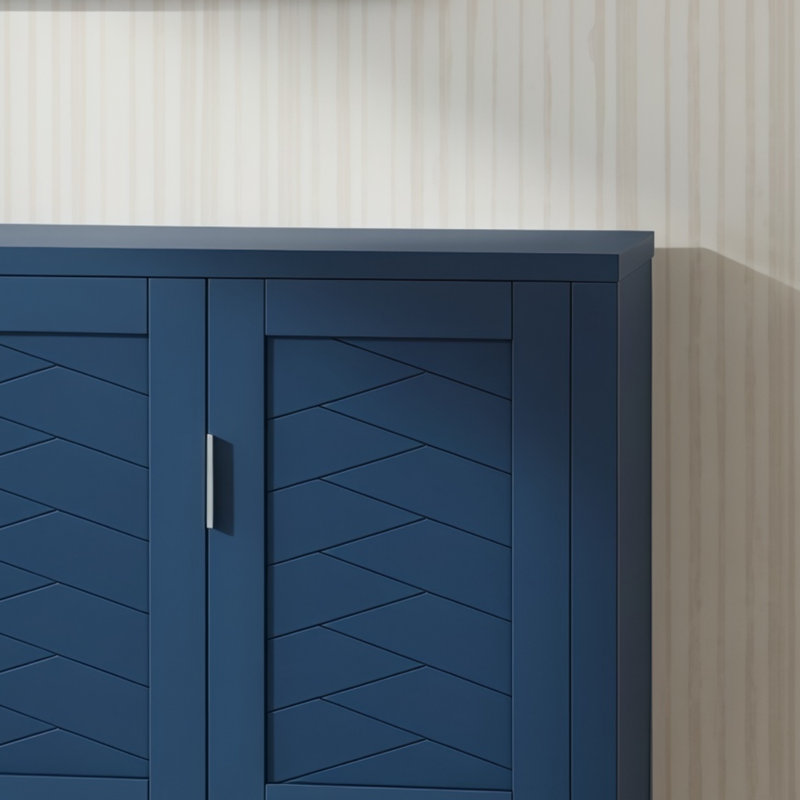 This Modern-Style Four-Door Storage Sideboard Also Functions As A Dining Sideboard. It Features A Combination Of Open And Adjustable Shelves, Along With Double Hooks, Making It Suitable For Various Settings.