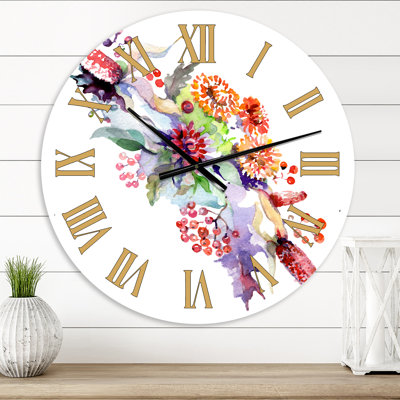 Bouquet avec fleurs sauvages et baies - Horloge murale traditionnelle