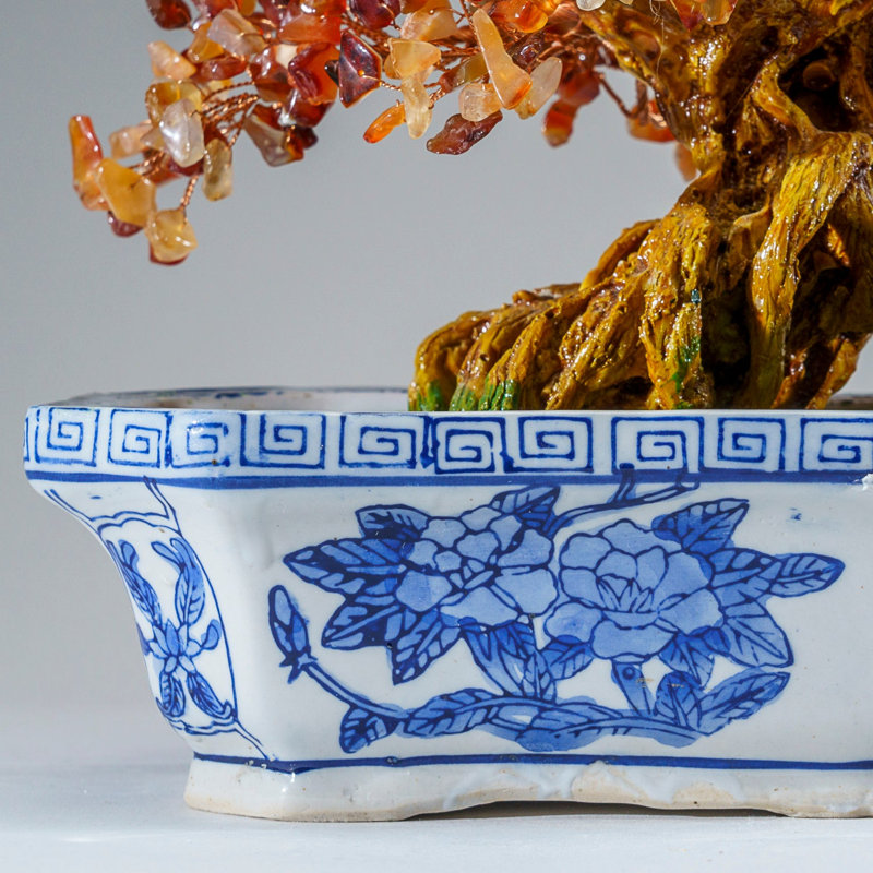 Carnelian Hand Painted Ceramic Plants & Flowers Decorative Object