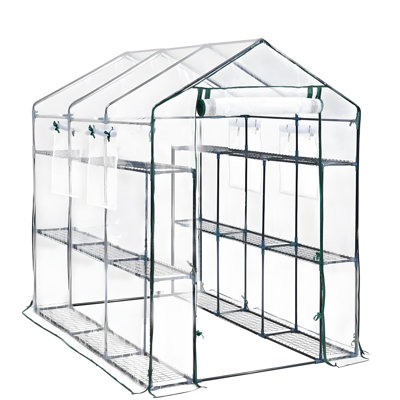 57x85x77 Portable Greenhouse,8Shelves,Heavy Duty Walk in Green House, PE Cover & Mesh Windows for Outdoor Garden Use