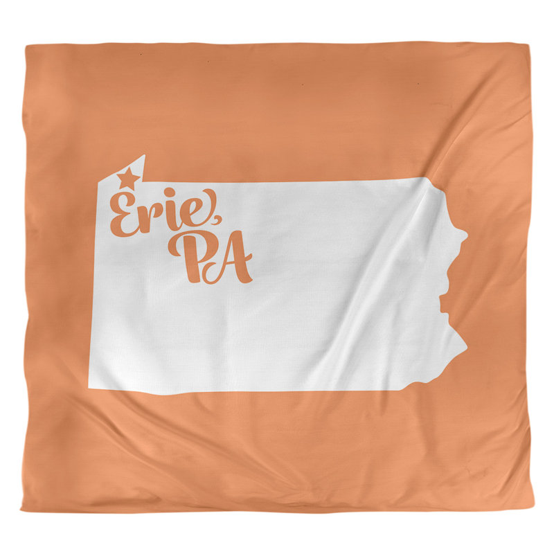Housse de couette réversible simple Erie Pennsylvania, Housse de couette pour très grand lit, Orange, Polyester brossé