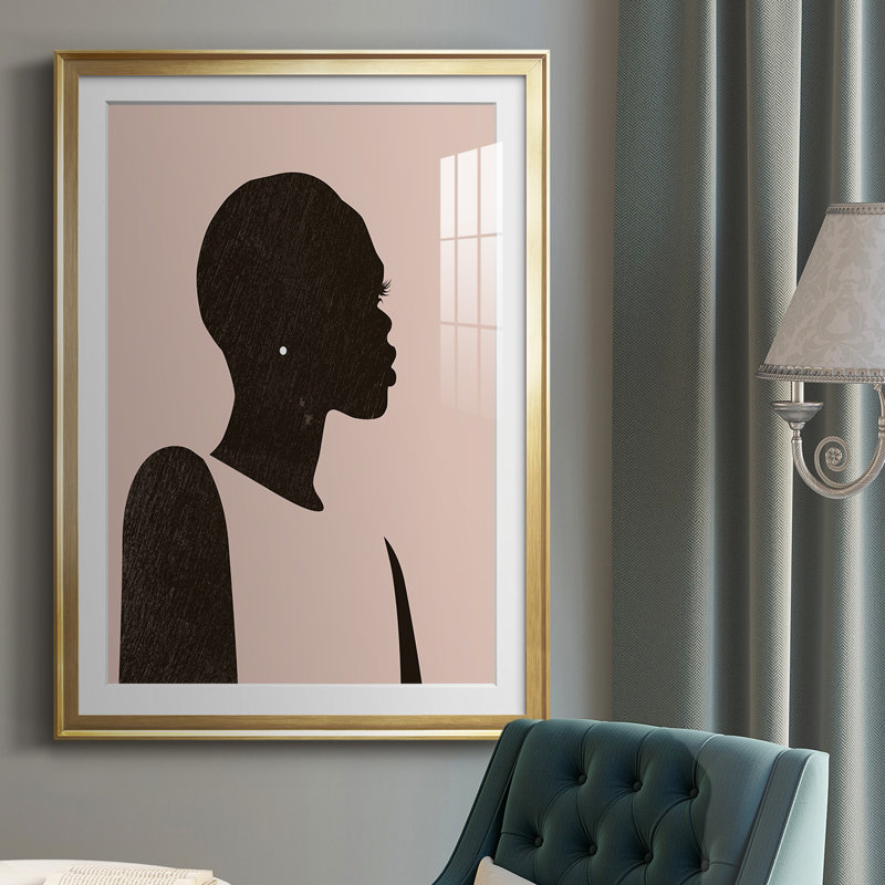 Silhouette rose II par - impression sur, Cadre doré, H 42,5 po x l 30,5 po x P 1 po