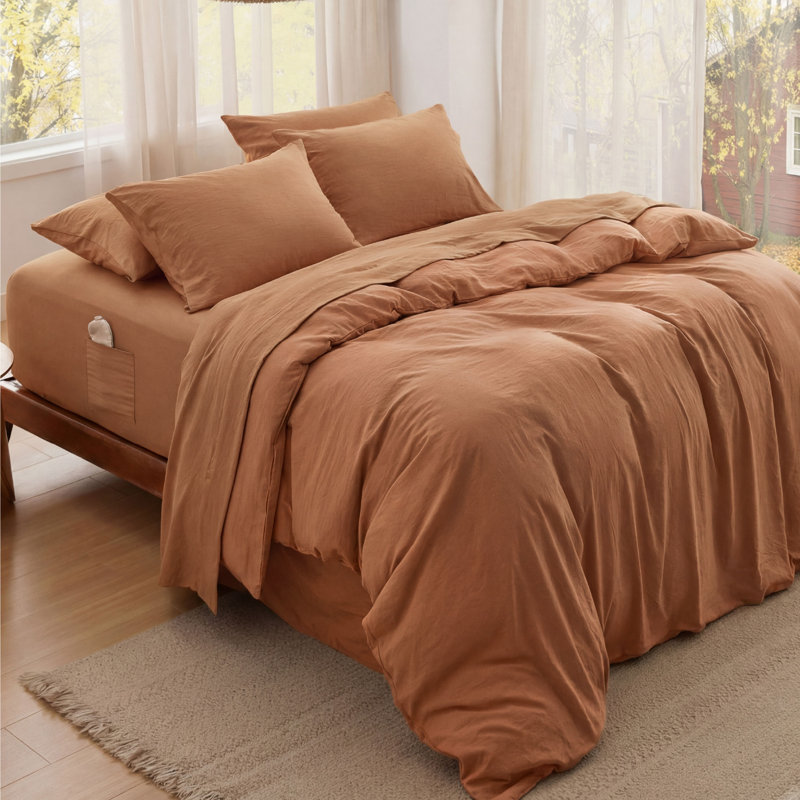 Bedsure Deep Pocket King Sheet Set - 6 Piece, Prewashed Ultra-Soft King Size Sheets Set, Fits Mattresses Up To 18 Inches Thick, Breathable & Secure Fit, Hotel Luxury Bedding, Burnt Orange