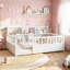 Lit pour tout-petits avec tablettes de rangement, lit en bois massif avec garde-corps de sécurité et support à lattes, cadre de lit pour enfant à profil bas, aucun sommier nécessaire pour les garçons et les filles-1088997132