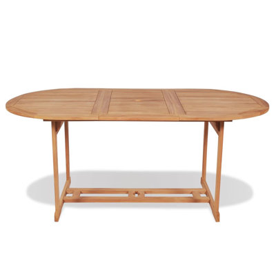 Rosalva Oval Teak Wood Outdoor Dining Table With Umbrella Hole , cm W 90cm cm D