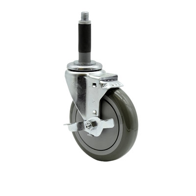 Polyurethane Swivel 3/4 Inch Expanding Stem Caster with Brake -  Service Caster, SCC-EX20S514-PPUB-TLB-MTG40