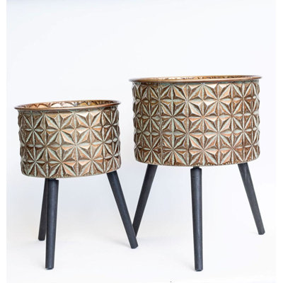 Ensemble de 2 pots à fleurs surélevés en métal Ezelle