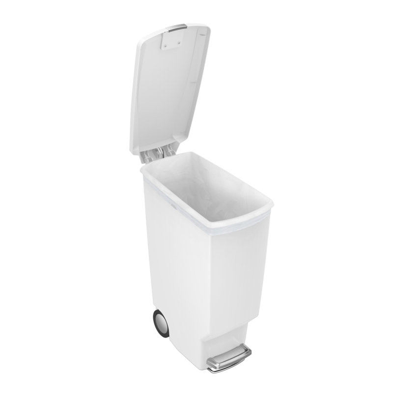Simplehuman 40L Plastic Slim Pedal Bin, White
