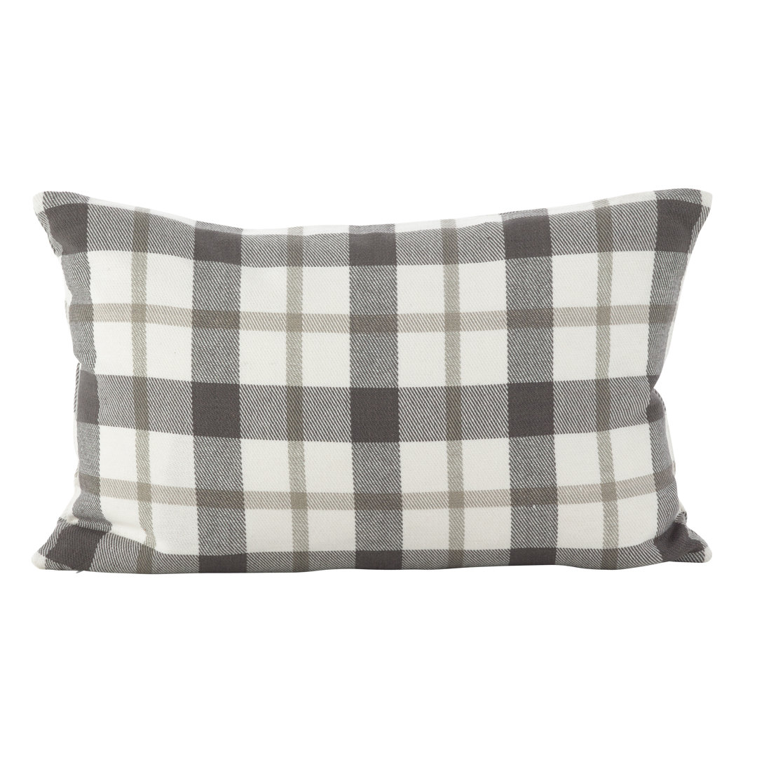 Yuri Classic Plaid Print Cotton Down Lumbar Pillow Saro