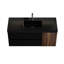 Meuble-lavabo mural moderne en noyer et noir mat, tiroirs à fermeture silencieuse silencieuse, grain de bois, meuble-lavabo intégré profond de 4,7 pouces avec lavabo intégré 48 po, lavabo d'ingénierie noir, 2 portes 1, panneaux de catégorie E1, E0