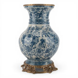 Blue Scroll Porcelain Vase with Bronze Ormolu