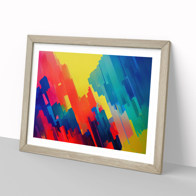 Ultimate Abstract Art 1 Piece Single Picture Frame Painting, 46cm H x 64cm W x 2cm D, Oak