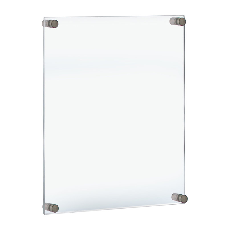 Floating Acrylic Wall Frame with Silver Stand Off Caps: 22" x 28" Graphic Size, Overall Frame Size: 26" x 32"