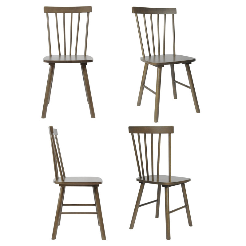 Phaong 17" Wide Mid-Century Modern Windsor Back Wood Modern Dining Chairs, Brown