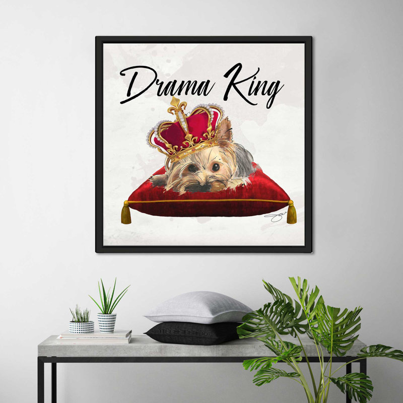Drama King Yorkie (Square) par By Jodi - impression, H 21,5 po x l 21,5 po x P 2 po, Cadre flottant noir