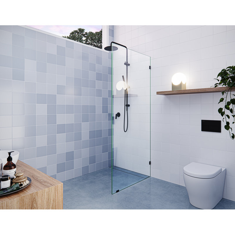 Vela 28.5 in. x 78 in. Fully Frameless Single Fixed Shower Panel, Matte Black