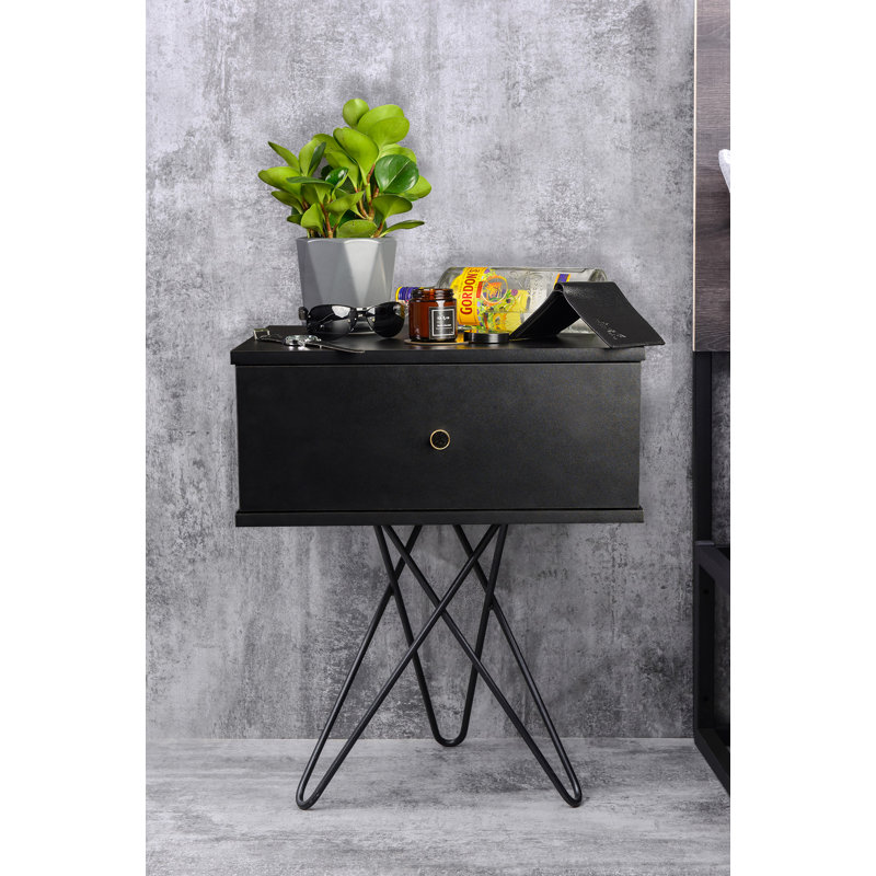 Fiedler 50cm W Manufactured Wood Bedside Table