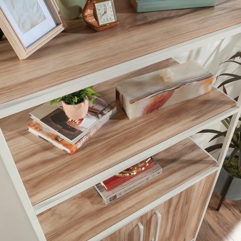 White and Kiln Acacia Adjustable Kids' Storage Bookcase with Doors