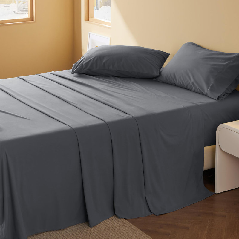 Draps de flanelle Holiday Vibe for Your Home, Ensemble de draps pour lit simple avec 1 drap-hous, Gris foncé
