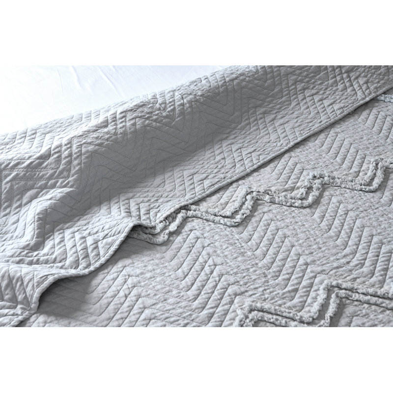 Bunia Polyester Solid Colour Bedspread, Grey