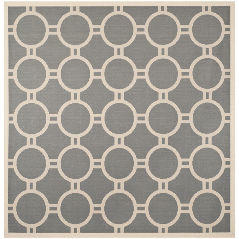 Arneshia Geometric Anthracite/Beige Area Rug, Square 7'1"